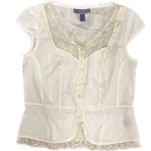Cream beaded lace top from Nine West size 8